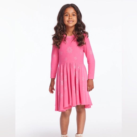 Chaser Other - CHASER Pink Glitter Snowflakes Girls Long Sleeved Dress Size 5